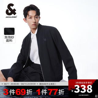 杰克琼斯 奥特莱斯2024年春季潮三色泡泡纱棒球服夹克外套男装