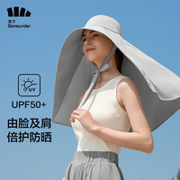 蕉下(beneunder)防晒帽女夏季飘带帽防晒渔夫帽系带镂空太阳帽女帽登山帽 月凝灰【帽子+披肩+护颈面罩】 【可拆卸透气面罩】月凝灰