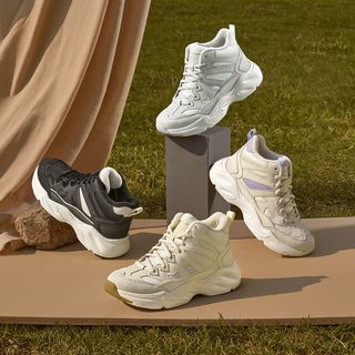 SKECHERS 斯凯奇 秋冬老爹鞋四季系带运动风中帮增高保暖防滑女鞋