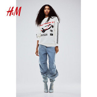 H&M【哈佛大学】冬季女装大廓形印花卫衣1163238 白色/Formula 1 160/88 160/88A