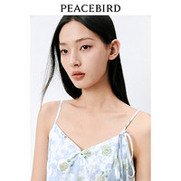 夏季时尚V领吊带中长款碎花连衣裙女度假风