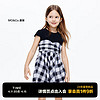 little MO&Co.little moco童装24夏装女童假两件格纹短袖连衣裙KBD2DRS027 黑白格色 130/64