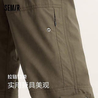 森马（Semir）休闲裤男2024夏季松紧腰简约直筒长裤户外风工装时尚潮流 橄榄绿40800 175/80A/L