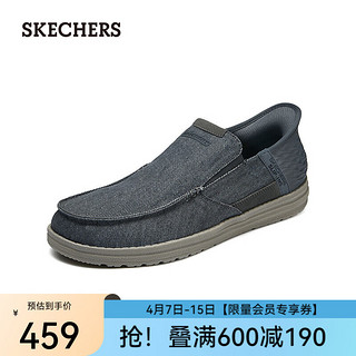 斯凯奇（Skechers）2024闪穿鞋Silp ins男鞋一脚蹬商务休闲鞋舒适帆布鞋210839 炭灰色/CHAR 40