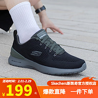 SKECHERS 斯凯奇 男鞋2024夏季新款黑武士跑步鞋