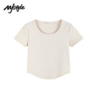 MJ STYLE MJstyle24年新款T恤女夏季设计感不规则弧形下摆短上衣-624101051