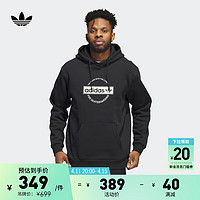 adidas 阿迪达斯 三叶草男装冬季宽松印花运动连帽卫衣IJ0961 黑色/粉白 A/M