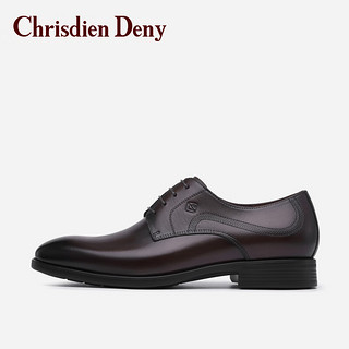 克雷斯丹尼（Chrisdien Deny）男士商务正装皮鞋通勤时尚英伦办公室鞋德比鞋 咖啡色GKHA201C1A 41