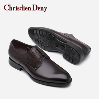 克雷斯丹尼（Chrisdien Deny）男士商务正装皮鞋通勤时尚英伦办公室鞋德比鞋 咖啡色GKHA201C1A 41