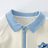 拉比树童装儿童针织polo衫2024春季女男童翻领拉链T恤宝宝长袖上衣 米白色 90cm