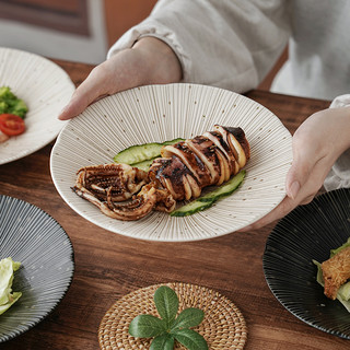 日本美浓烧盘子日式陶瓷餐具套装家用高级感大圆盘釉下彩餐盘