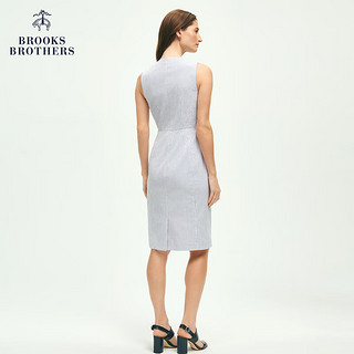 布克兄弟（BrooksBrothers）女士24春夏重工串珠泡泡纱竖条纹连衣裙 4003-深蓝色 6