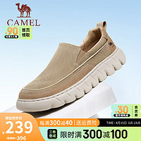 CAMEL 骆驼 男鞋2024新款轻软透气套脚爸爸乐福鞋男一脚蹬老北京帆布休闲鞋 G14S076112 杏色 41