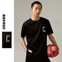 男潮流运动休闲常规版型胸前字母胶印短袖上衣男夏季