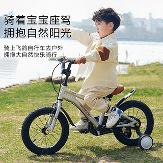 飞鸽（PIGEON）自行车儿童6-10岁单车男女孩童车小车带辅助轮脚踏车16寸银色 银色16寸【适合105-135cm】
