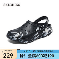 斯凯奇（Skechers）夏季轻质洞洞鞋男休闲泡泡鞋户外溯溪涉水凉鞋243247 黑色/白色/BKW 39.5