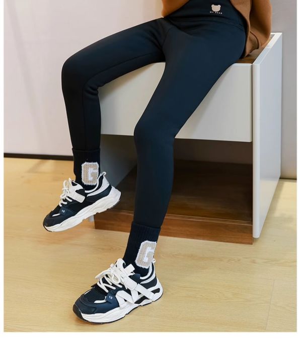 冬季儿童棉裤羊羔绒秋冬芭比鲨鱼裤子大童9615黑色850g奥粒绒130cm