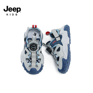 Jeep吉普男女童运动鞋儿童鞋子软底防滑老爹鞋2024春夏季跑步童鞋 深蓝灰 31码  鞋内长约19.9cm