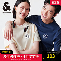 杰克·琼斯（JACK&JONES）夏季休闲潮流发泡图案纯棉圆领头像短袖T恤男224201208 E41深蓝色 常规 E41深蓝色 180/100A/L