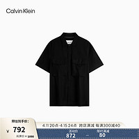 Calvin Klein Jeans24春夏男士纯棉休闲工装风口袋宽松短袖衬衫ZM02826 BEH-太空黑 L