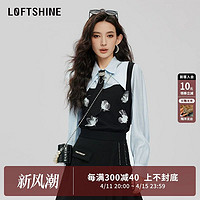 Loftshine 珞炫法式拼接上衣女2024春季新款洋气假两件气质衬衫