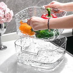 双层洗菜盆沥水篮新款家用客厅塑料水果盘厨房滤水菜篓淘洗菜篮子