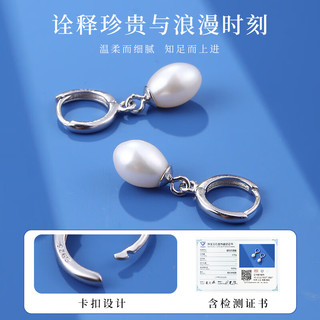 老银匠s925银淡水珍珠耳圈女小耳扣养耳洞珍珠银耳圈