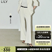 LILY2024夏女装都市休闲通勤款垂坠感显瘦高腰直筒西式休闲裤 601白色 M