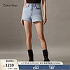 Calvin Klein Jeans24春夏女士时尚复古毛边高腰微弹牛仔短裤J223392 1AA-牛仔浅蓝 25