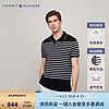 TOMMY HILFIGER【条纹拼接】24春夏男纯棉珠地网眼宽松POLO衫X02830 藏青白条纹DW5 M （：135-150斤）