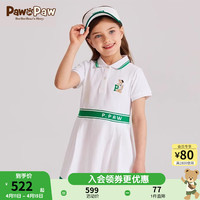 PawinPaw卡通小熊童装24夏季女童短袖polo撞色连衣裙 Green绿色/40 120