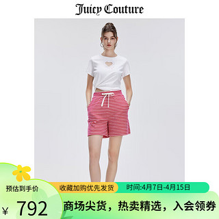 JUICY COUTURE橘滋T恤女2024春夏美式烫钻甜辣镂空设计感爱心短袖上衣 白色 M