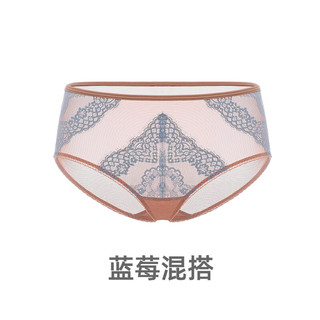 遐（HSIA）【一客慕斯】女士内裤女蕾丝性感女纯棉高腰 抗菌无痕轻薄透气 撞色丹宁蓝 S