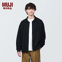 无印良品（MUJI）男式 双层织 衬衫式开衫 外套 早春AB1MGA4S 黑色 L(175/100A)