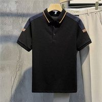 纪卡迪（JIKADI）2024年夏季男装短袖Polo衫宽松型青年商务休闲商务绅士体恤 黑色 3XL【145-160斤】