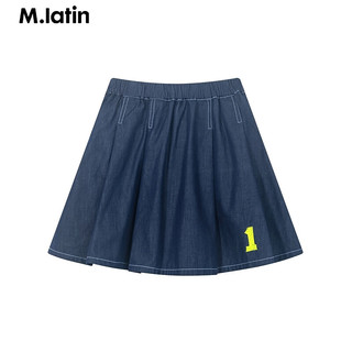 M.Latin/马拉丁童装儿童腰裙24夏装女大童刺绣复古学院风腰裙 牛仔蓝 140cm