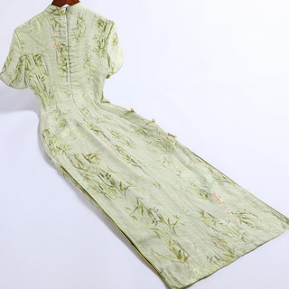 戚薇绿色改良高级旗袍优雅年轻款高端气质小清新素雅日常   绿色 S