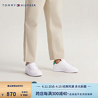 TOMMY HILFIGER 24春季男装简约字母撞色拼接牛皮革小白鞋板鞋04971 白色0K4 43