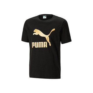 PUMA 彪马 Logo印花运动圆领短袖T恤 男款 黑色