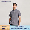 TOMMY HILFIGER【小格纹】24春夏男纯棉府绸透气弹力通勤短袖衬衫36144 黑白格纹0MT XS (：100-120斤)