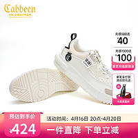 Cabbeen 卡宾 商场同款男士SNEAKER板鞋低帮舒适潮鞋时尚运动3223205004 米白色12 41