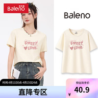 班尼路短袖t恤女2024夏季通勤圆领百搭简约韩系chic别致上衣 杏-甜蜜的爱 L