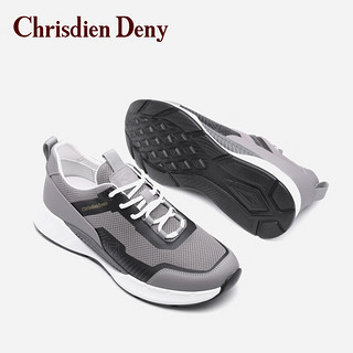 克雷斯丹尼（Chrisdien Deny）男士休闲鞋户外运动百搭时尚舒适透气轻便跑步鞋 灰色GLH8506N2A 40