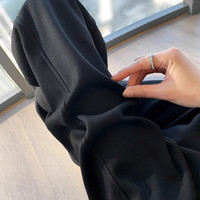 朵沐缦阔腿裤女春秋高腰宽松卫裤显瘦美式长裤百搭时尚休闲运动裤子 黑色 M(96-106斤)