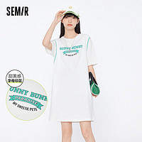 Semir 森马 连衣裙女优雅清新碎花夏季G款美式T恤裙-白色调0111 160/84A/M