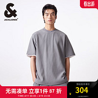 杰克·琼斯（JACK&JONES）山水T恤夏季简约宽松潮流休闲百搭纯色舒适男士短袖T恤男装 E40 夜猫灰 常规 165/88A/XS