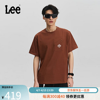 Lee24春夏舒适版91B口袋短袖T恤男休闲LMT0074703RX 棕色 L