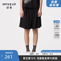 幻走（MOVEUP）2024夏季.FUN系列松紧纽扣多口袋设计师休闲短裤女 黑色  M