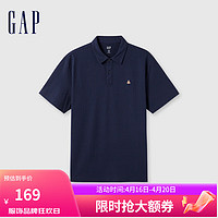 Gap男装2024夏季纯棉小熊logo短袖polo领简约纯色上衣466791 海军蓝 175/96A(L) 亚洲尺码