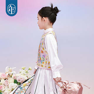 年衣童装女童马甲春秋2024年女孩新中式国风儿童坎肩外穿马夹唐装 淡绯-单马甲 130cm